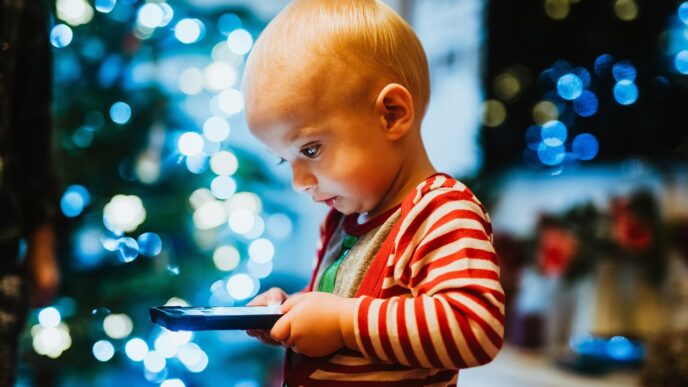 child with phone
