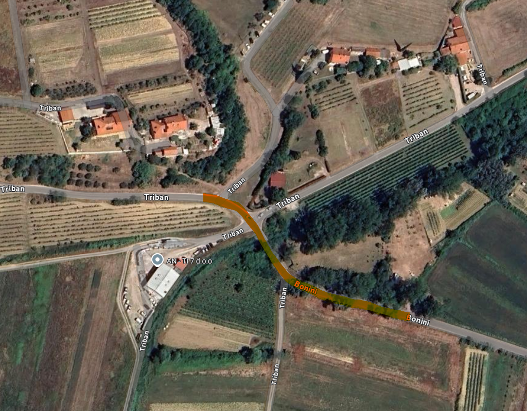 tribanska cesta Vanganel vir google zemljevid
