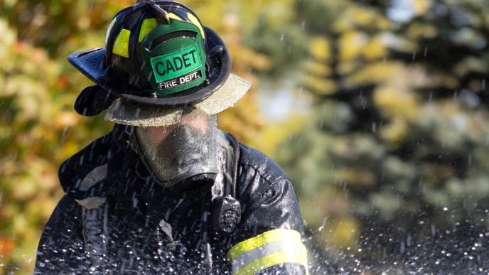 fireman save child in water