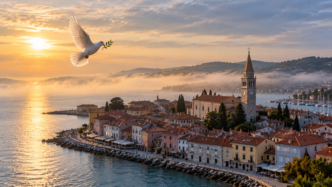 Izola z belo golobico ai